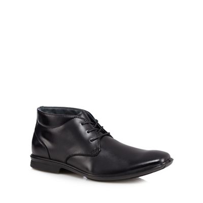 Hush Puppies Black leather extra wide chukka boots